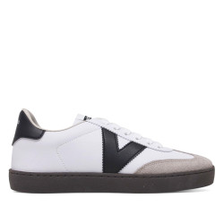 Zapatillas urban Victoria berlín ciclista efecto piel y contraste blanco - Querol online