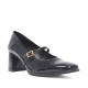 Zapatos tacón Daniela Vega negros con efecto charol y estilo mercedita - Querol online