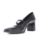 Zapatos tacón Daniela Vega negros con efecto charol y estilo mercedita - Querol online