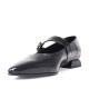 Zapatos planos Daniela Vega negros efecto charol con punta y estilo mercedita - Querol online