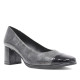 Zapatos tacón Daniela Vega negros con diferentes texturas de corte clásico - Querol online