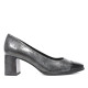 Zapatos tacón Daniela Vega negros con diferentes texturas de corte clásico - Querol online