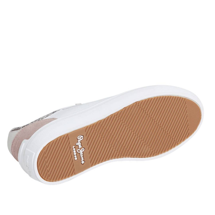 Zapatillas urban Pepe Jeans candem twist blancas con detalles rosas y lengüeta con animal print - Querol online