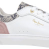 Zapatillas urban Pepe Jeans candem twist blancas con detalles rosas y lengüeta con animal print