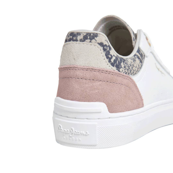 Zapatillas urban Pepe Jeans candem twist blancas con detalles rosas y lengüeta con animal print - Querol online