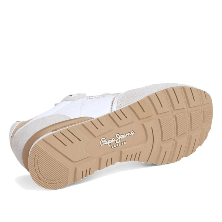 Zapatillas urban Pepe Jeans brit mirror blancas con detalles marrones y dorados - Querol online