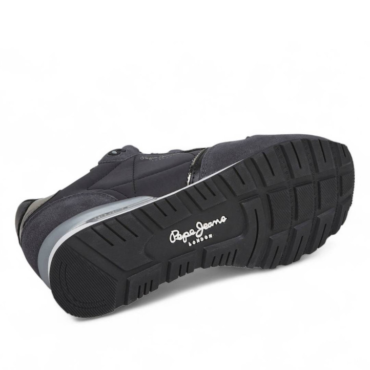 Zapatillas urban Pepe Jeans brit mirror negras con detalles grises y plateados - Querol online