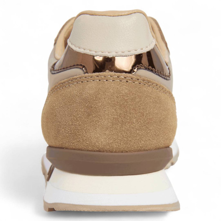 Zapatillas urban Pepe Jeans brit mirror marrones con detalles beige y dorados - Querol online