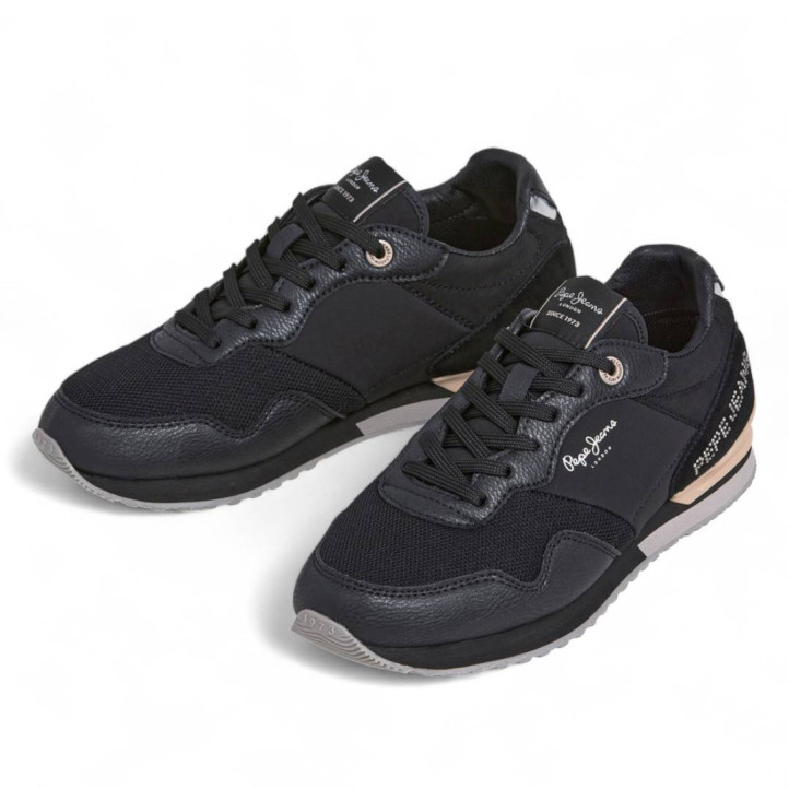 Zapatillas urban Pepe Jeans london party negras con brillantitos - Querol online