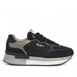 Zapatillas urban Pepe Jeans rusper glam negras con detalles plateados - Querol online