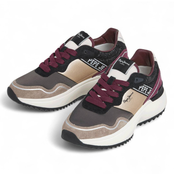 Zapatillas urban Pepe Jeans kimi city negras con paneles de diferentes colores - Querol online