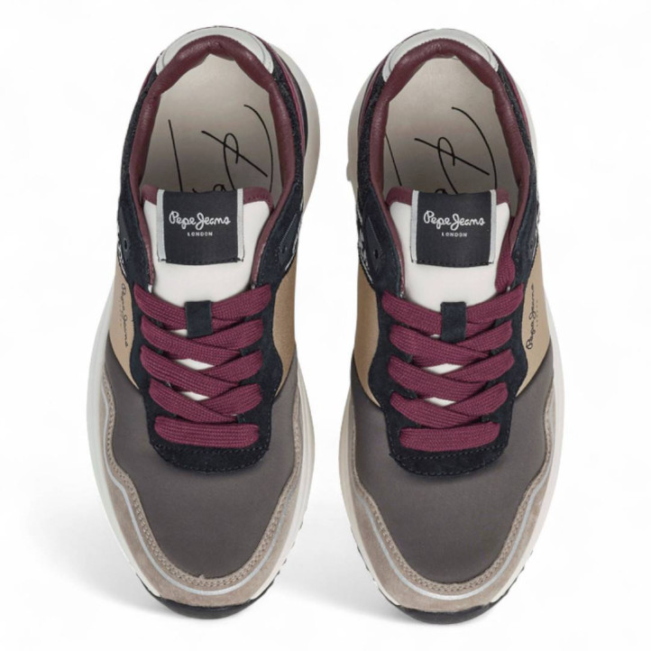 Zapatillas urban Pepe Jeans kimi city negras con paneles de diferentes colores - Querol online