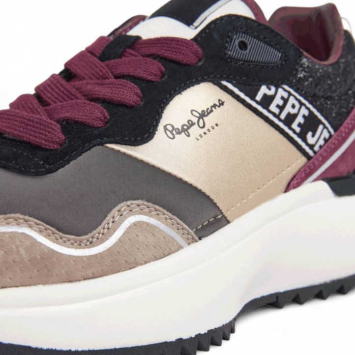 Zapatillas urban Pepe Jeans kimi city negras con paneles de diferentes colores - Querol online