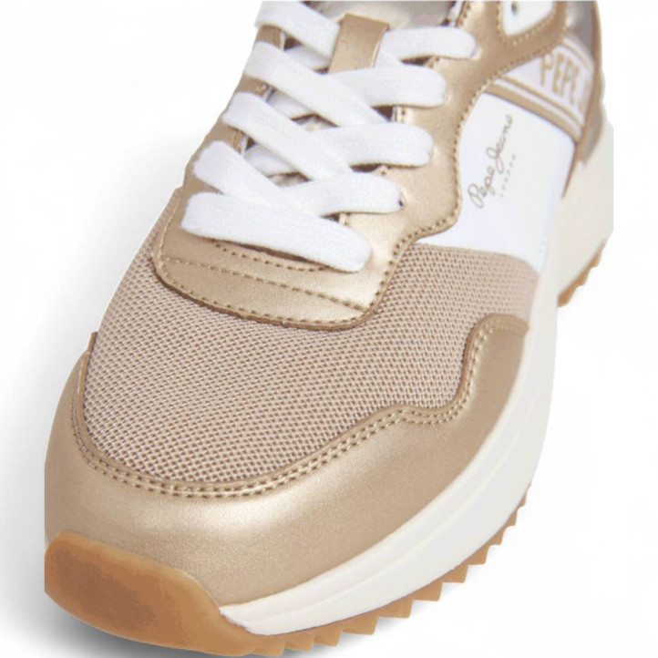Zapatillas urban Pepe Jeans kimi mesh doradas con combinación de materiales - Querol online