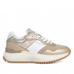 Zapatillas urban Pepe Jeans kimi mesh doradas con combinación de materiales - Querol online