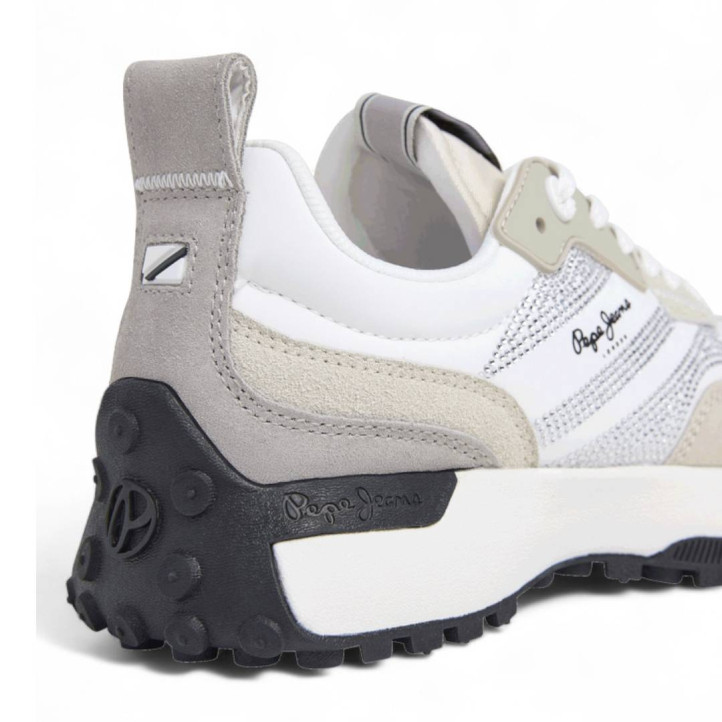 Zapatillas urban Pepe Jeans lucky party blancas con tirador trasero y brillantes - Querol online