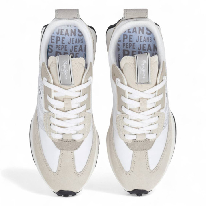 Zapatillas urban Pepe Jeans lucky party blancas con tirador trasero y brillantes - Querol online