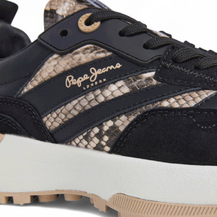 Zapatillas urban Pepe Jeans lucky fenix negras con animal print - Querol online