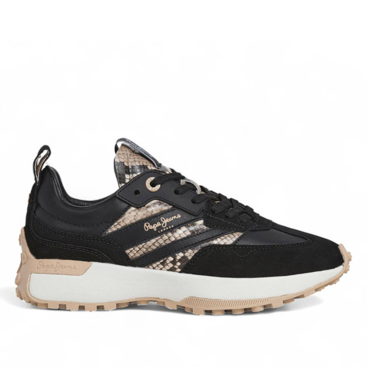 Zapatillas urban Pepe Jeans lucky fenix negras con animal print - Querol online