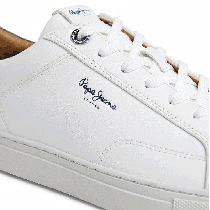 Zapatillas deportivas Pepe Jeans joe basic blancas con panel trasero azul - Querol online