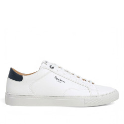Zapatillas deportivas Pepe Jeans joe basic blancas con panel trasero azul - Querol online