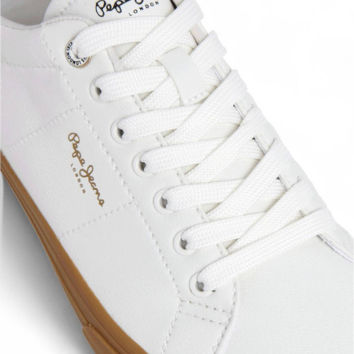Zapatillas deportivas Pepe Jeans kenton base blancas con la suela caramelo - Querol online
