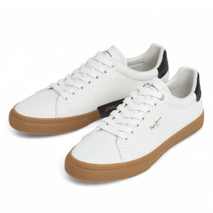 Zapatillas deportivas Pepe Jeans kenton base blancas con la suela caramelo - Querol online