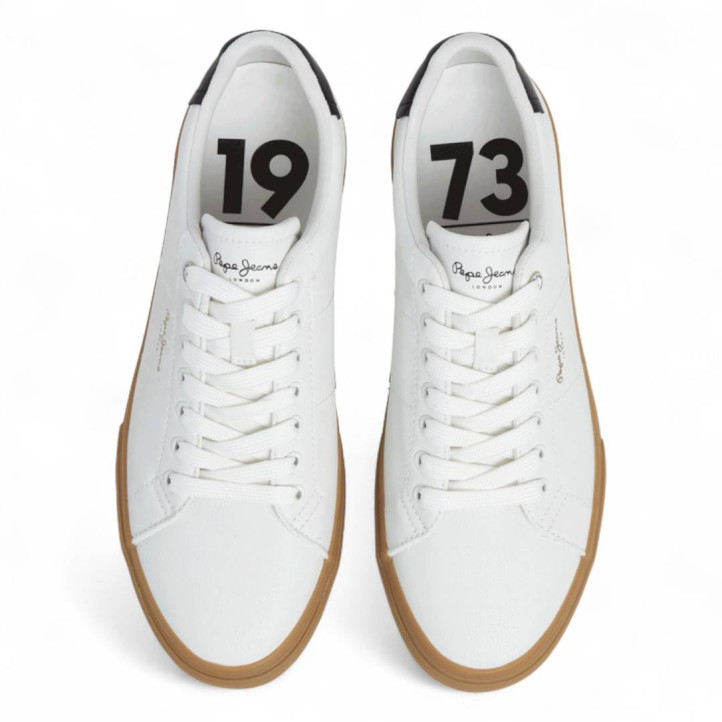 Zapatillas deportivas Pepe Jeans kenton base blancas con la suela caramelo - Querol online