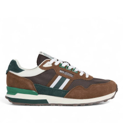 Sabatilles esportives Pepe Jeans kingston college marrons amb detalls verds i blancs - Querol online