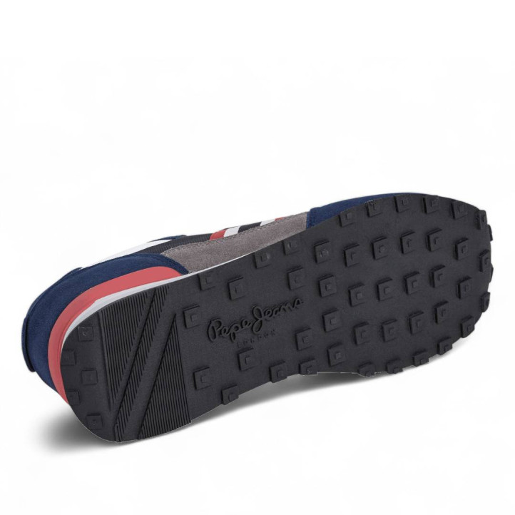 Zapatillas deportivas Pepe Jeans kingston college azules con detalles rojos y blancos - Querol online