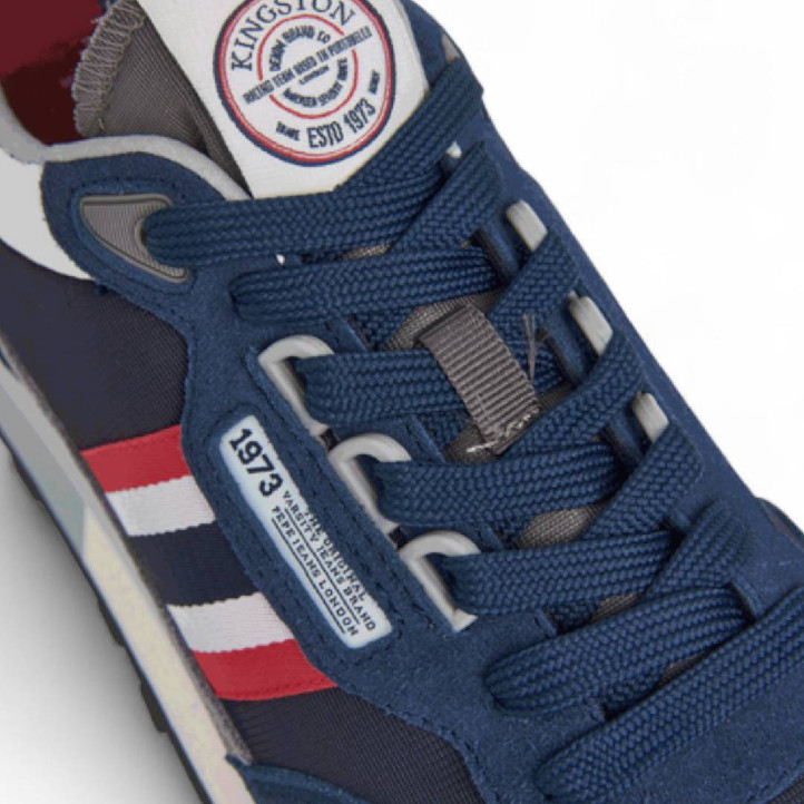 Zapatillas deportivas Pepe Jeans kingston college azules con detalles rojos y blancos - Querol online