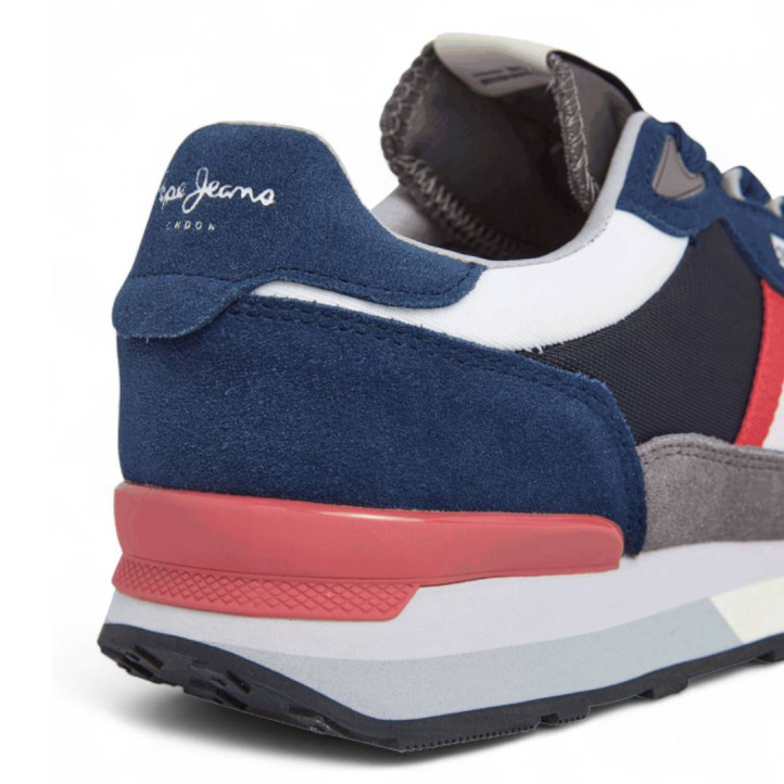 Zapatillas deportivas Pepe Jeans kingston college azules con detalles rojos y blancos - Querol online