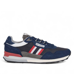 Zapatillas deportivas Pepe Jeans kingston college azules con detalles rojos y blancos - Querol online