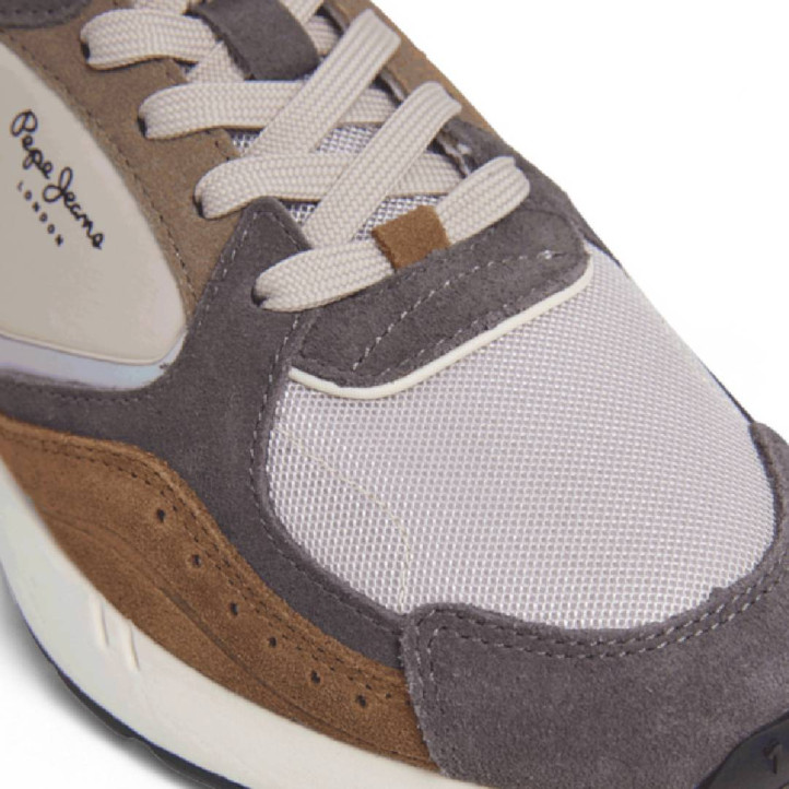 Zapatillas deportivas Pepe Jeans marlon sport taupe con paneles marrones - Querol online