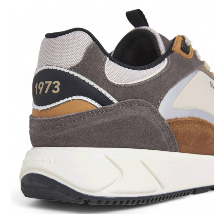 Zapatillas deportivas Pepe Jeans marlon sport taupe con paneles marrones - Querol online