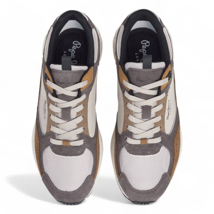 Zapatillas deportivas Pepe Jeans marlon sport taupe con paneles marrones - Querol online