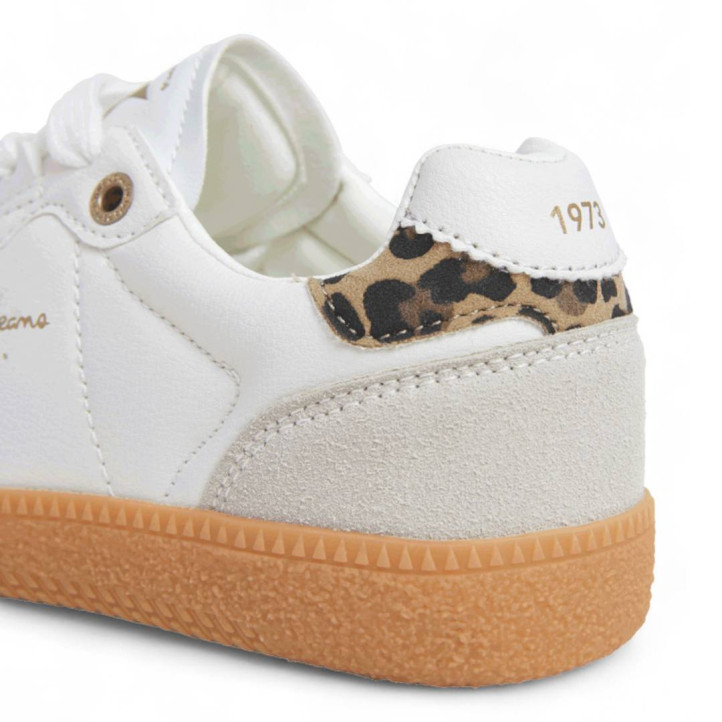 Zapatillas deporte Pepe Jeans ball fierce blancas con panel de animal print - Querol online