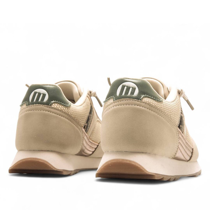 Zapatillas urban Mustang joggo sai beige con talón verde - Querol online