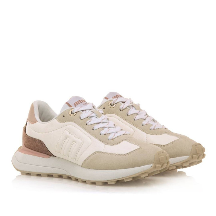 Zapatillas urban Mustang zinc blancas con tonos crema - Querol online