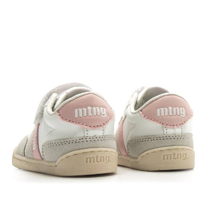 Zapatillas deporte Mustang free baby blancas y rosas con paneles de diferentes texturas respetuosas - Querol online