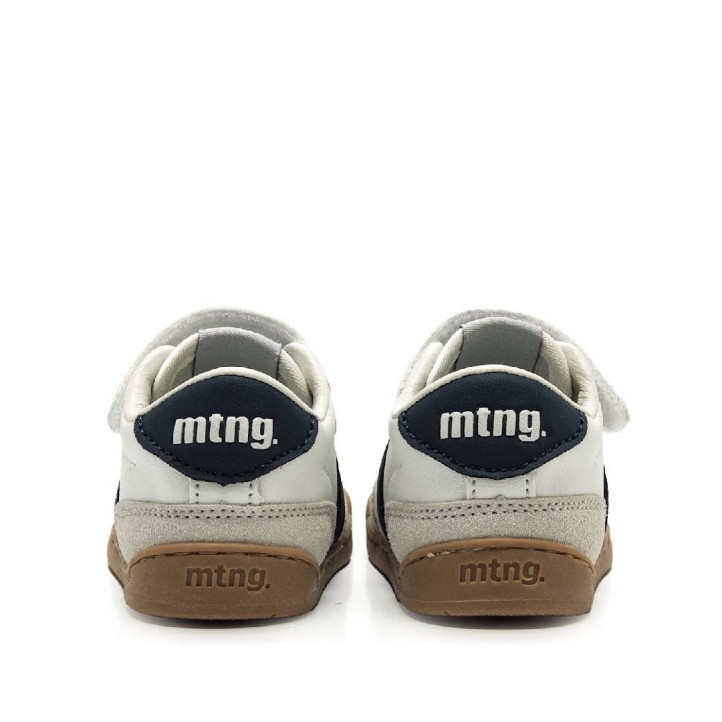 Zapatillas deporte Mustang free baby blancas y azules con paneles de diferentes texturas respetuosas - Querol online