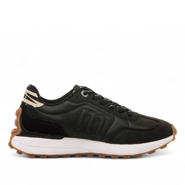 Zapatillas urban Mustang zinc negras con panel de animal print - Querol online