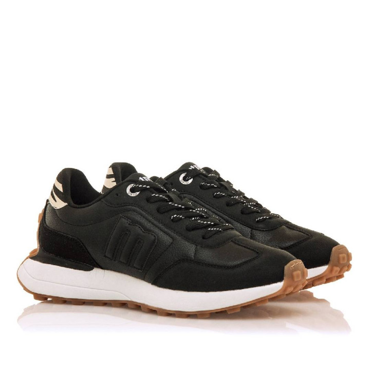 Zapatillas urban Mustang zinc negras con panel de animal print - Querol online
