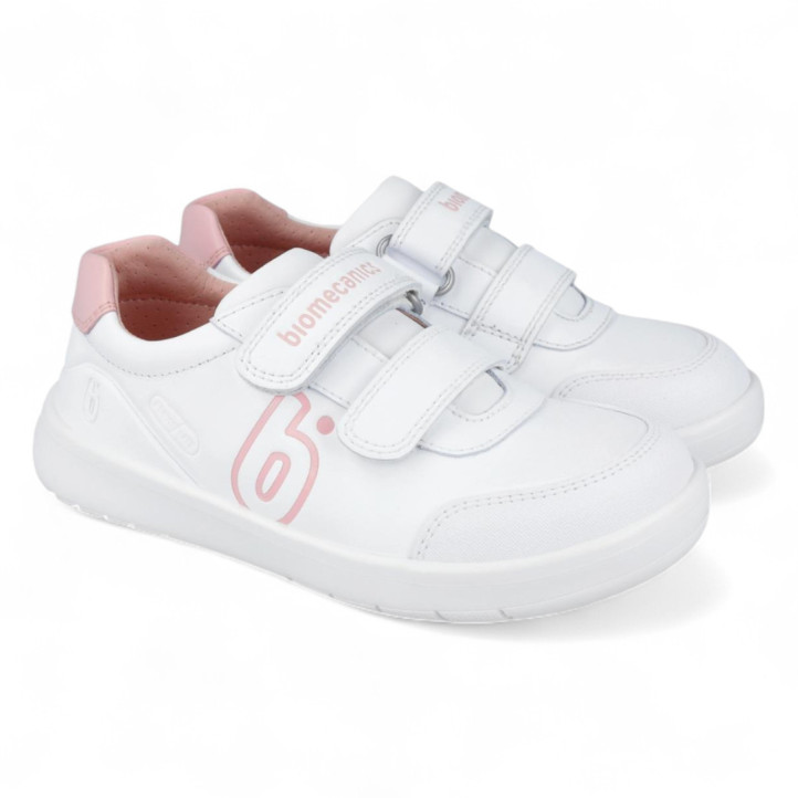 ZAPATILLAS DEPORTE BIOMECANICS DE NIñA BLANCO Y ROSA 251020D - Querol online