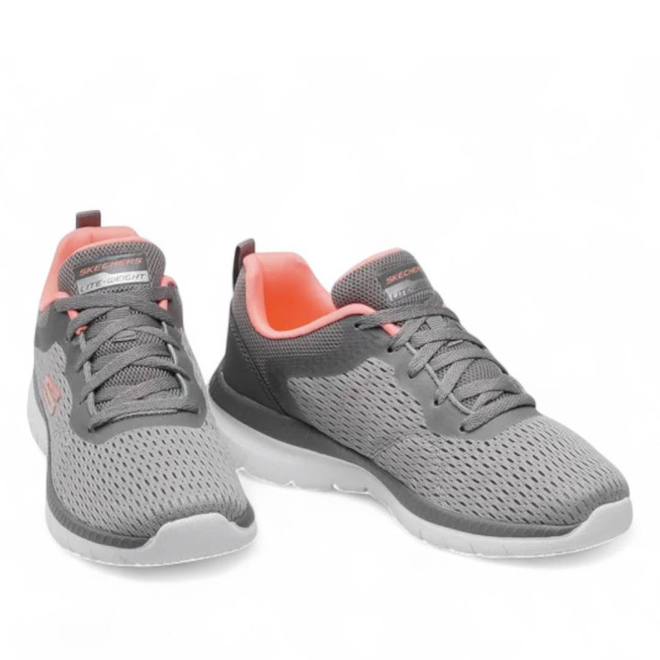 Zapatillas deportivas Skechers bountiful quick path grises y coral - Querol online