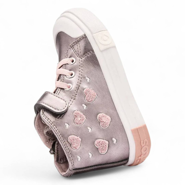 Sabatilles Conguitos platejades amb cors roses cordons elàstics i tancament amb velcro - Querol online