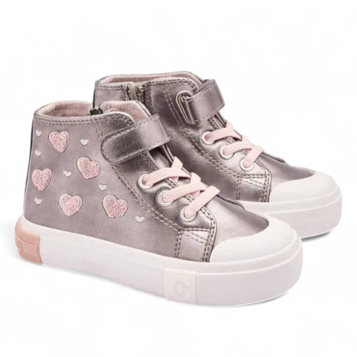 Sabatilles Conguitos platejades amb cors roses cordons elàstics i tancament amb velcro - Querol online