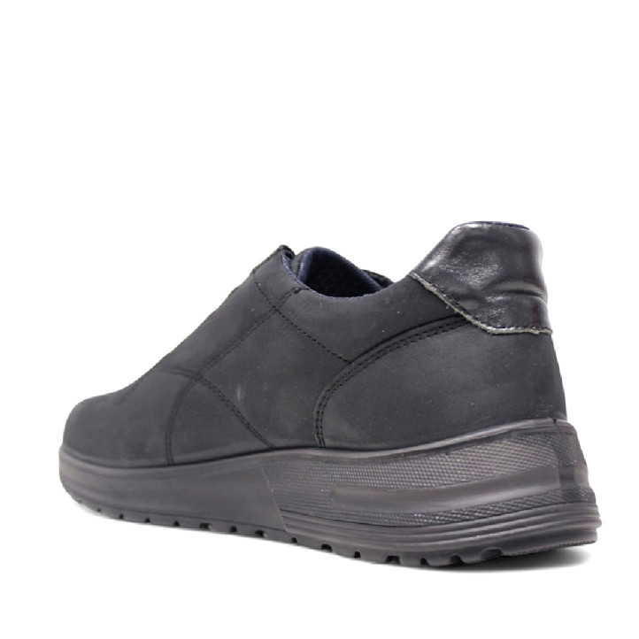 Zapatos sport Luisetti negros con cordones elásticos de piel y plantilla extraíble - Querol online