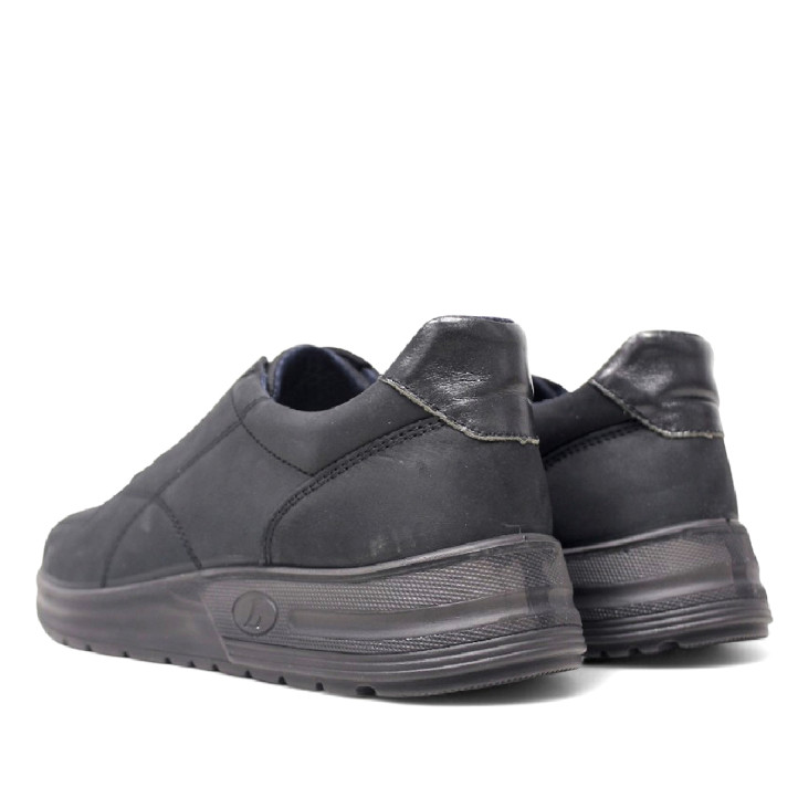 Zapatos sport Luisetti negros con cordones elásticos de piel y plantilla extraíble - Querol online