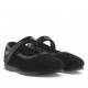 Zapatos Victoria alba negras efecto terciopelo y detalles en charol - Querol online